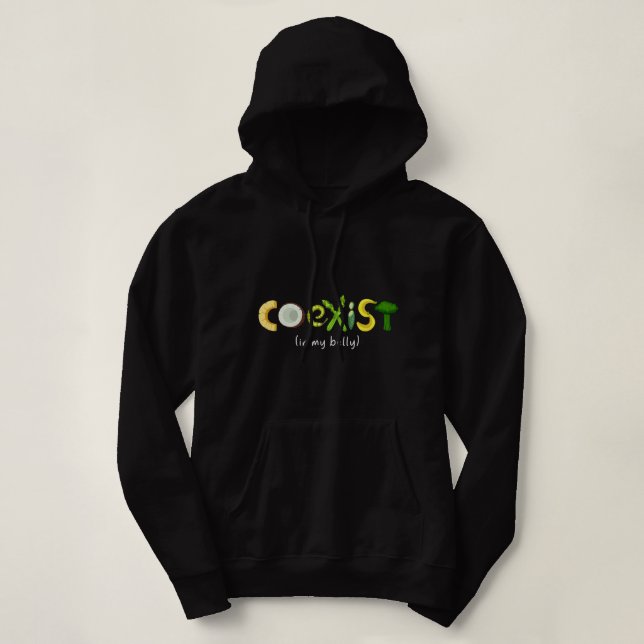 Coexist Vegetable Broccoli Parody Funny Vegan Appa Hoodie (Design Front)