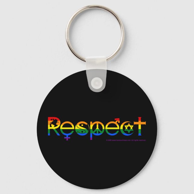 Coexist with Respect Gay Pride Key Ring (Front)