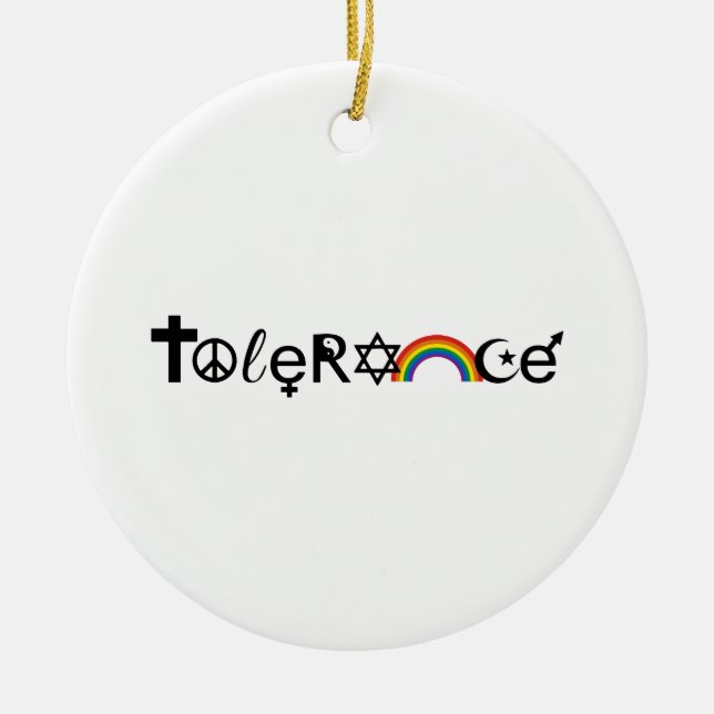 COEXIST WITH TOLERANCE -.png Ceramic Tree Decoration (Front)