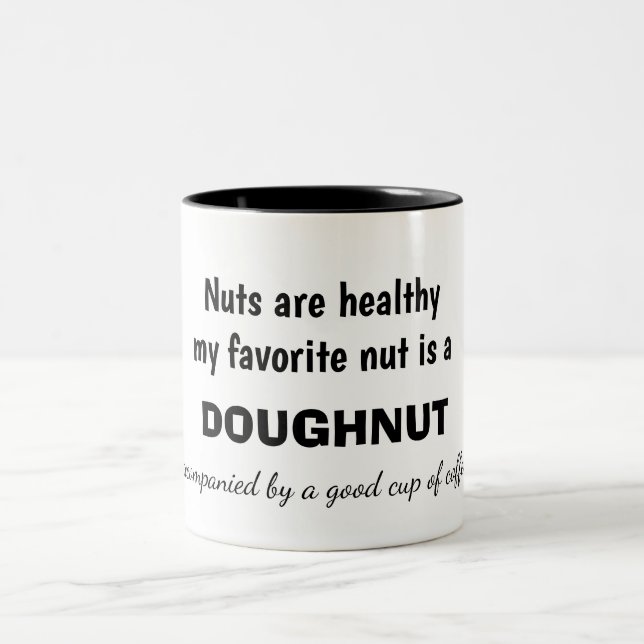 Coffe and Doughnut Humor Two-Tone Coffee Mug (Center)