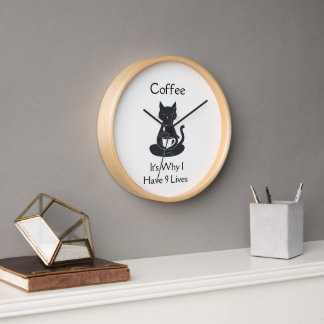Coffe Cat Clock 