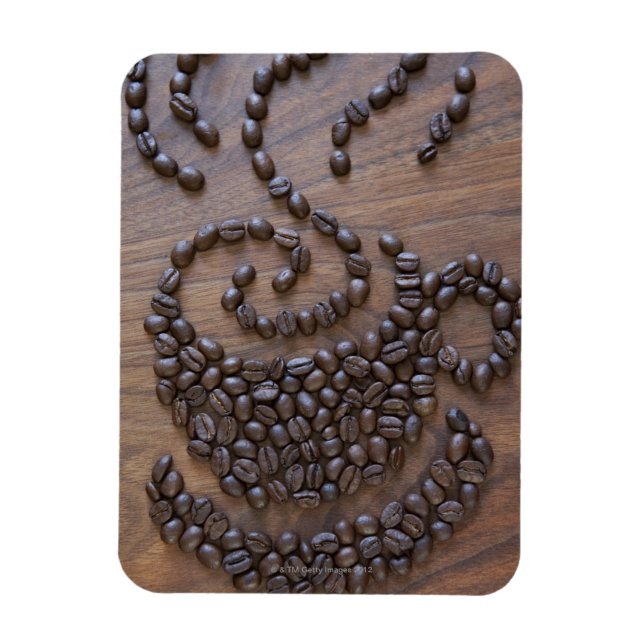 Coffe cup illustrated using coffee beans magnet (Vertical)