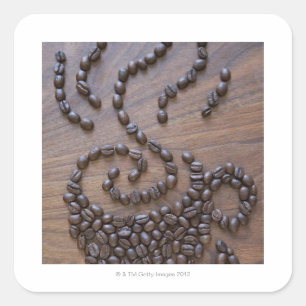 Coffe cup illustrated using coffee beans square sticker