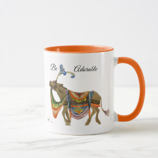 Coffe Mug, orange, cute colourful donkey Mug