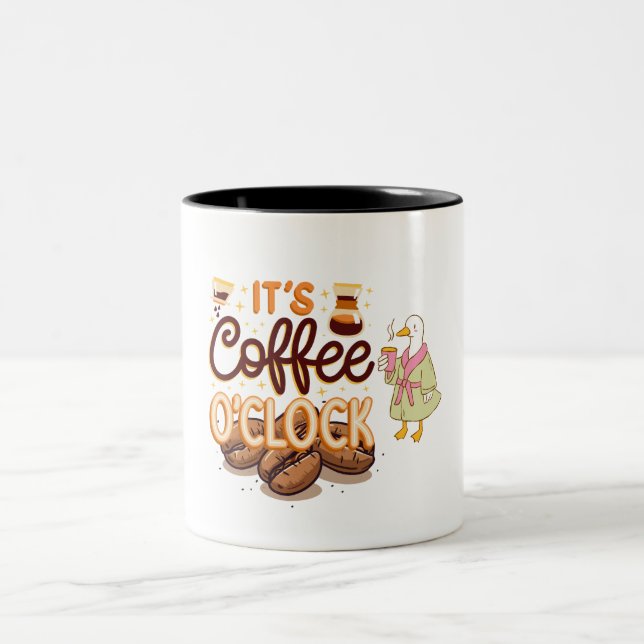 Coffe o' clock  Two-Tone coffee mug (Center)
