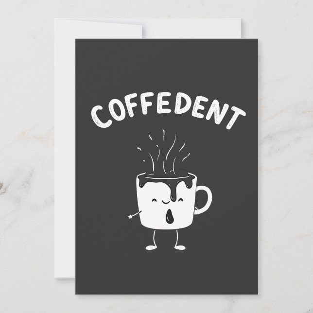 Coffedent Funny Kawaii Caffeine Cup Lovers  Invitation (Front)