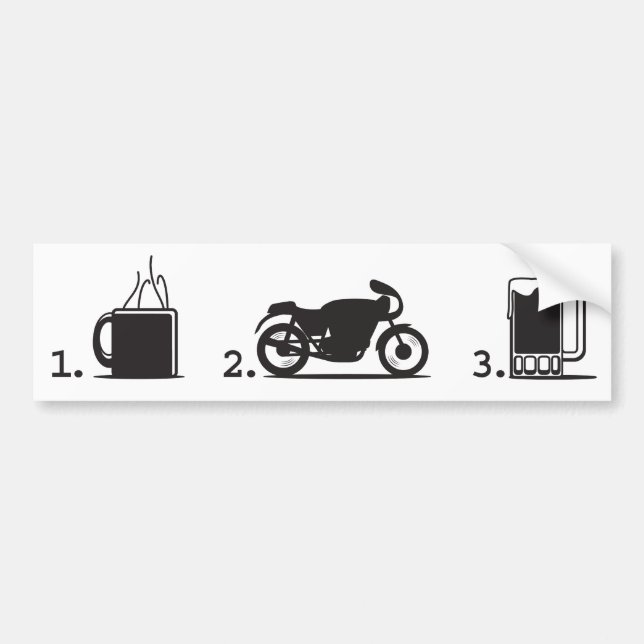 coffee, 2wheels, & beer - bumper sticker (Front)