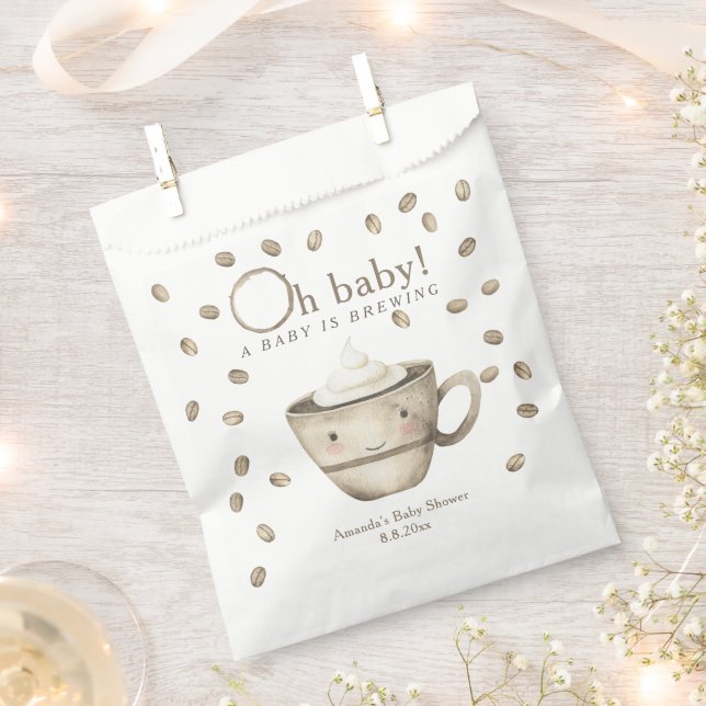 Coffee A baby is brewing Baby shower  Favour Bags (Clipped)
