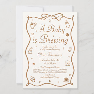 Coffee A Baby is Brewing Baby Shower Invitation