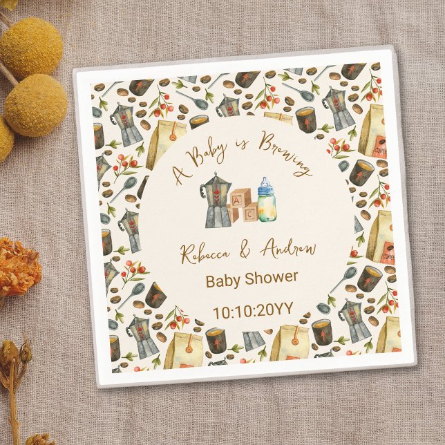 Coffee A Baby is Brewing Baby Shower  Napkin (Creator Uploaded)