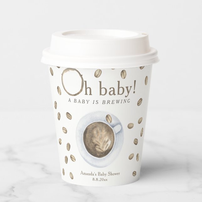 Coffee A baby is brewing Baby shower Paper Cups (Front)