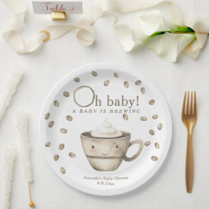 Coffee A baby is brewing Baby shower  Paper Plate