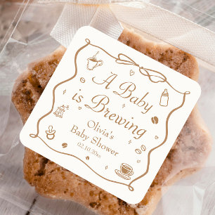 Coffee A Baby is Brewing Baby Shower Square Sticker