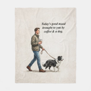 Coffee & a Border Collie Make Today Better Fleece Blanket