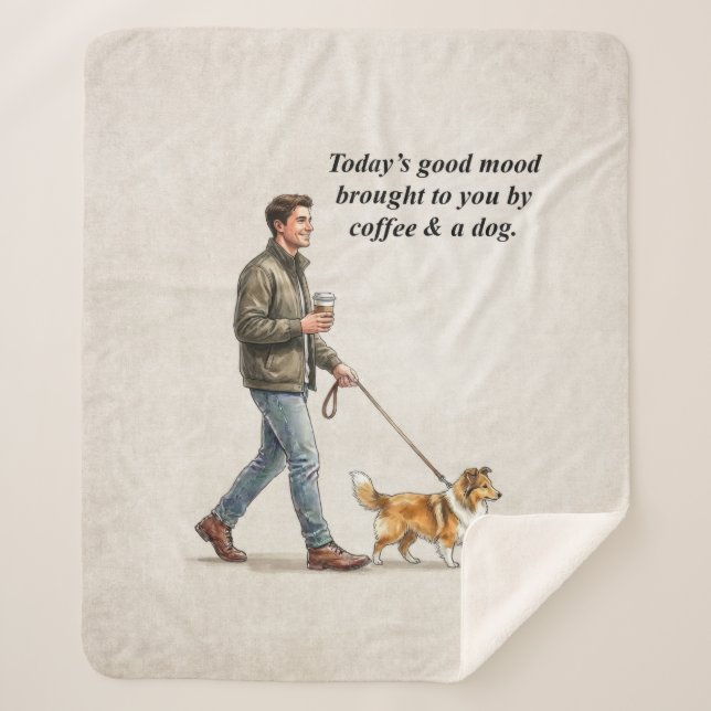 Coffee & a Sheltie Cozy Day Sherpa Blanket (Front)