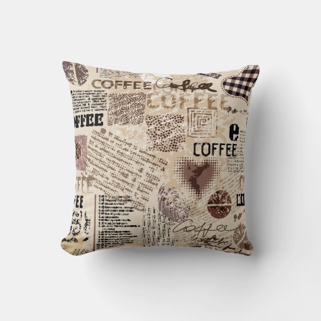 Coffee. Abstract coffee pattern on brown backgroun Cushion (Front)