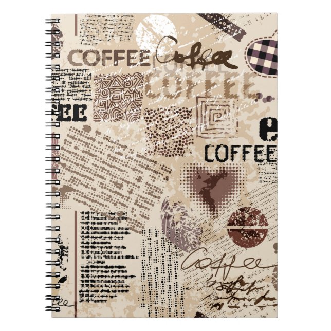 Coffee. Abstract coffee pattern on brown backgroun Notebook (Front)