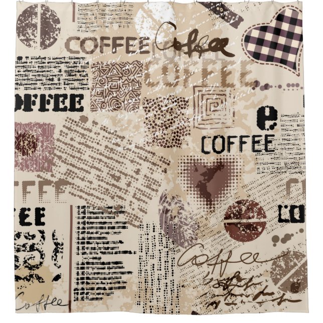 Coffee. Abstract coffee pattern on brown backgroun Shower Curtain (Front)