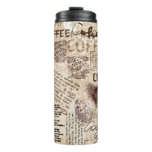 Coffee. Abstract coffee pattern on brown backgroun Thermal Tumbler