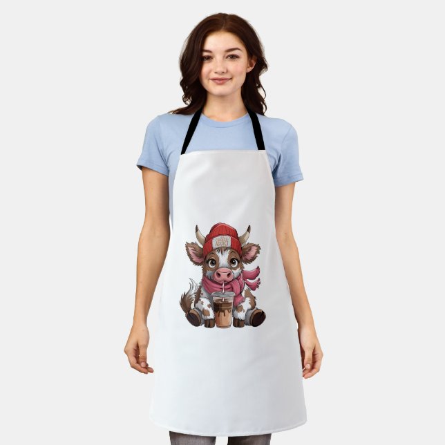 Coffee Addict Cow Apron (Worn)