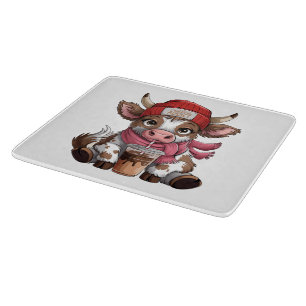 Coffee Addict Cow Cutting Board