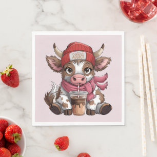 Coffee Addict Cow Napkin