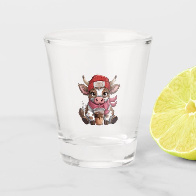 Coffee Addict Cow Shot Glass (Front)