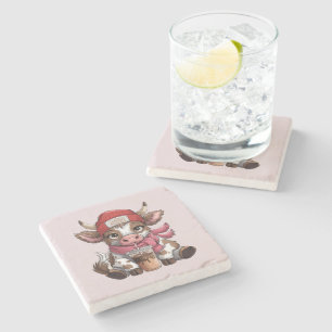 Coffee Addict Cow Stone Coaster