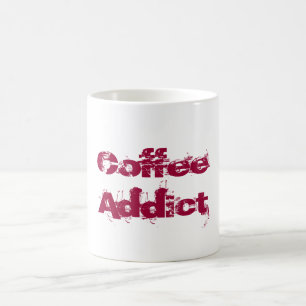 Coffee Addict in Red Grunge Font Mug