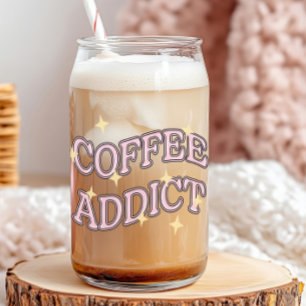 Coffee Addict   Sparkly Retro Can Glass