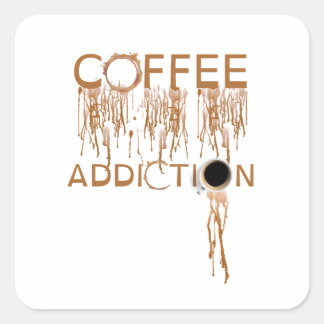 coffee addiction square sticker