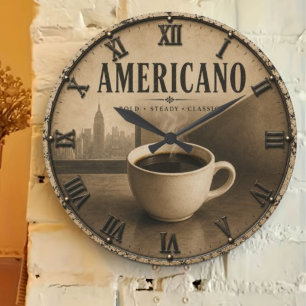 Coffee Americano Vintage Large Clock