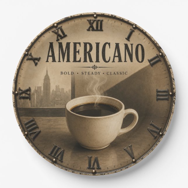 Coffee Americano Vintage  Paper Plate (Front)