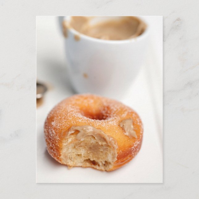 Coffee and a doughnut for breakfast. postcard (Front)
