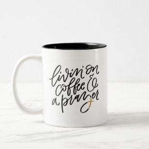 Coffee And A Prayer Handlettered Two-Tone Coffee Mug