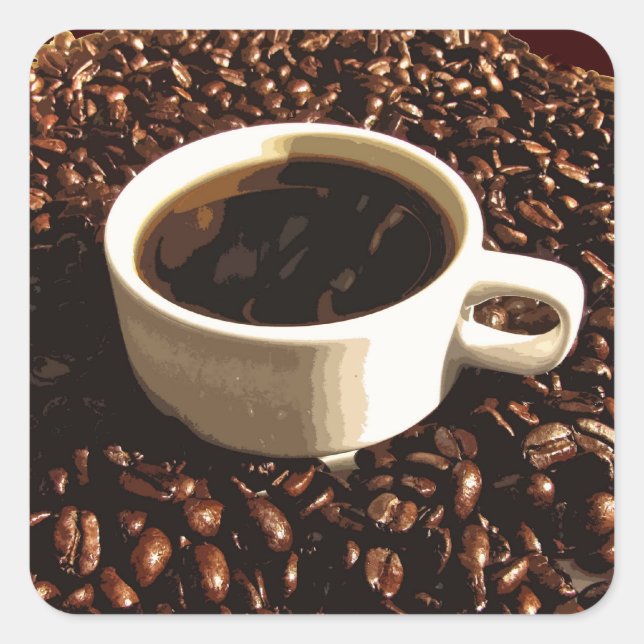 Coffee and Beans Square Sticker (Front)