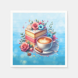 Coffee and Birthday Cake Personalised Napkin