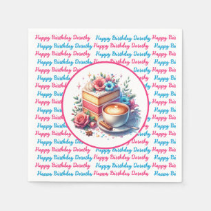 Coffee and Birthday Cake Personalised Napkin