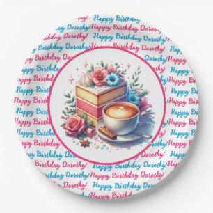 Coffee and Birthday Cake Personalised Paper Plate
