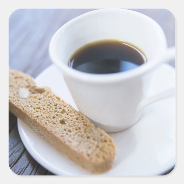 Coffee and Biscotti Square Sticker (Front)