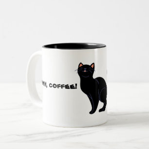 Coffee and black cat fun  Two-Tone coffee mug