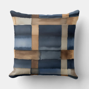 Coffee and Blue abstract Cushion