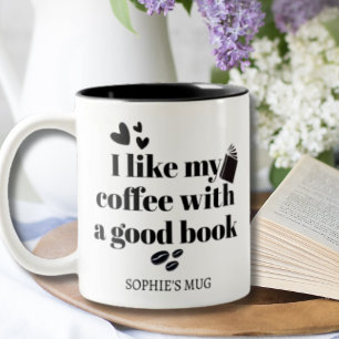 Coffee and Book Lover Personalised  Two-Tone Coffee Mug