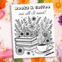 Coffee and Books | Adult Colouring Page