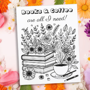 Coffee and Books   Adult Colouring Page