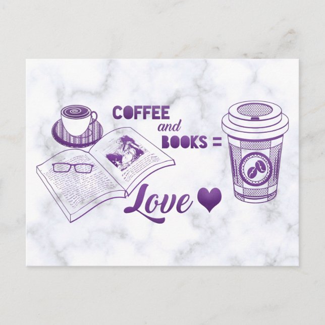 Coffee and Books Cute Reading  Postcard (Front)