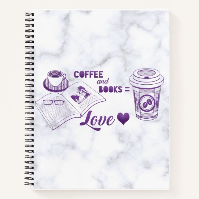 Coffee and Books Love Reading Notebook (Front)