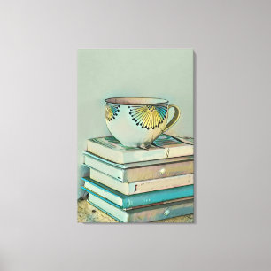 Coffee and books lovers gift canvas print