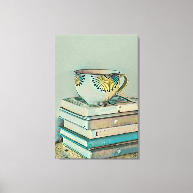 Coffee and books lovers gift canvas print (Front)