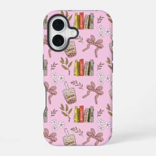 Coffee and Books Pattern iPhone Case   Cosy Reader